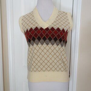 Vtg ARDEE 100% Acrylic Tam Tam Argyle Sweater Vest